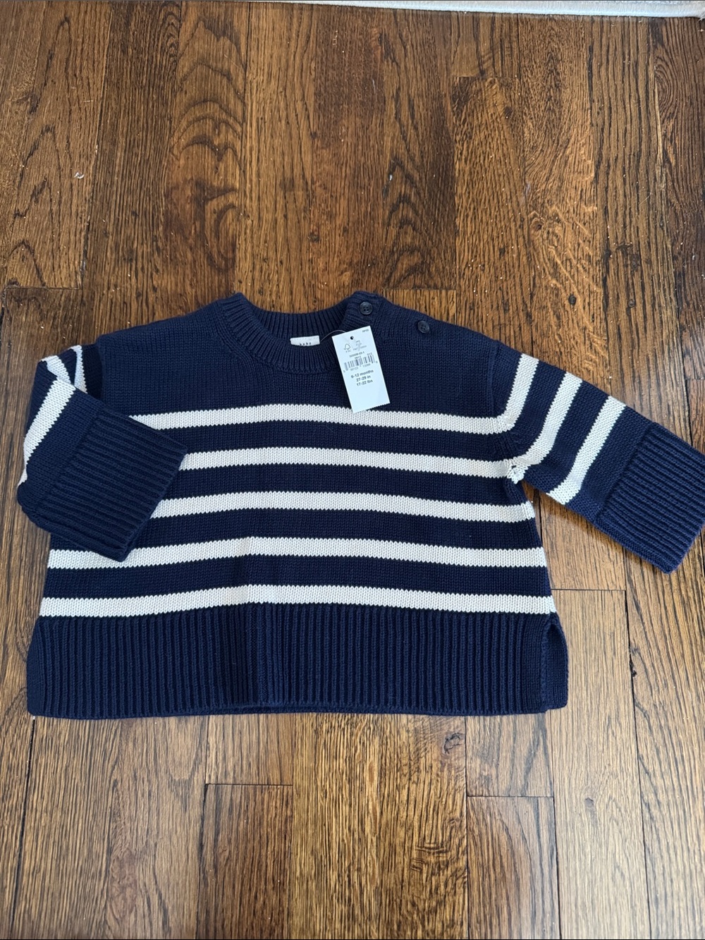GAP Navy and White Striped Knit Sweater - Kids